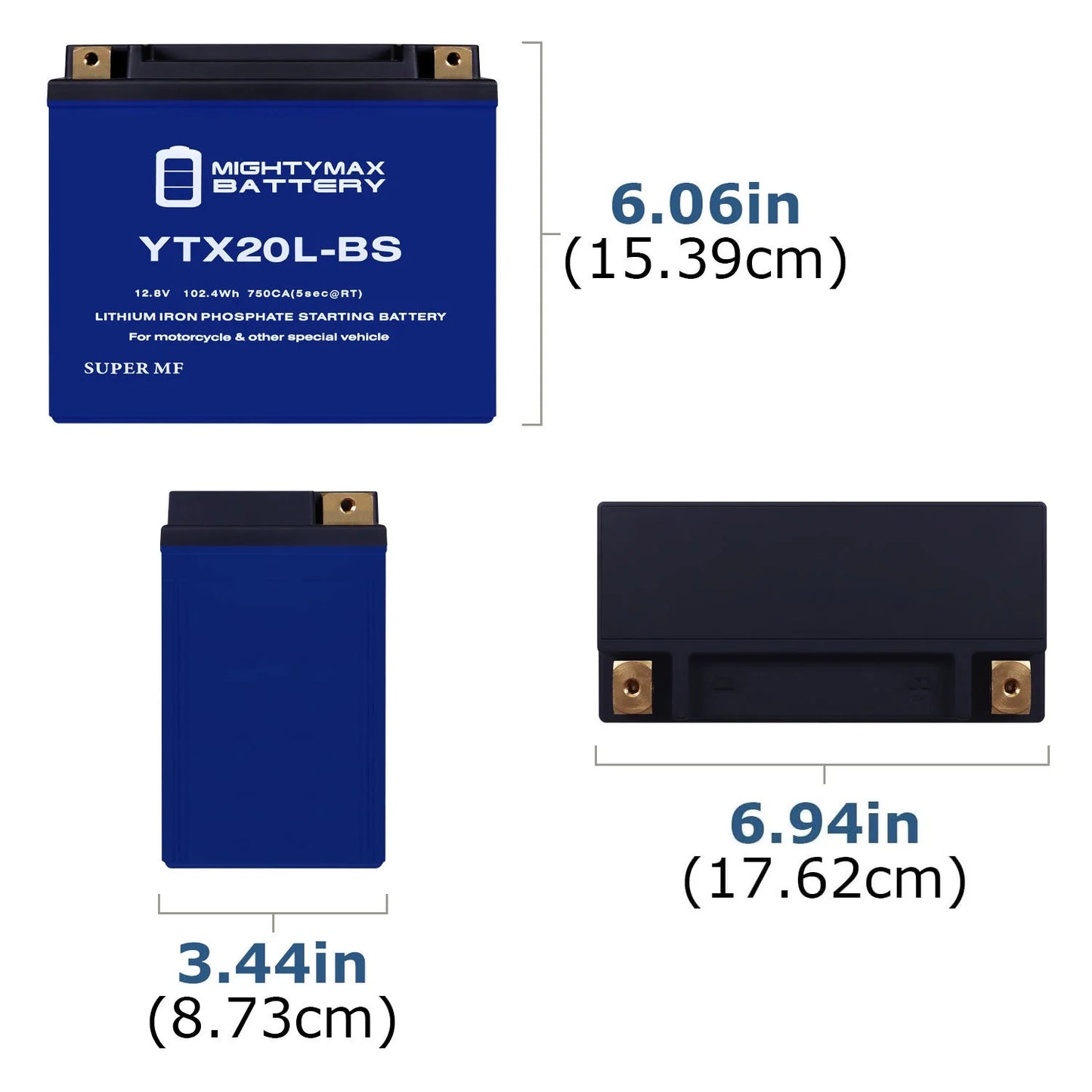 Ytx20l-bs lithium replacement battery compatible with seadoo all models gtx 4-tez, rxp 94-07