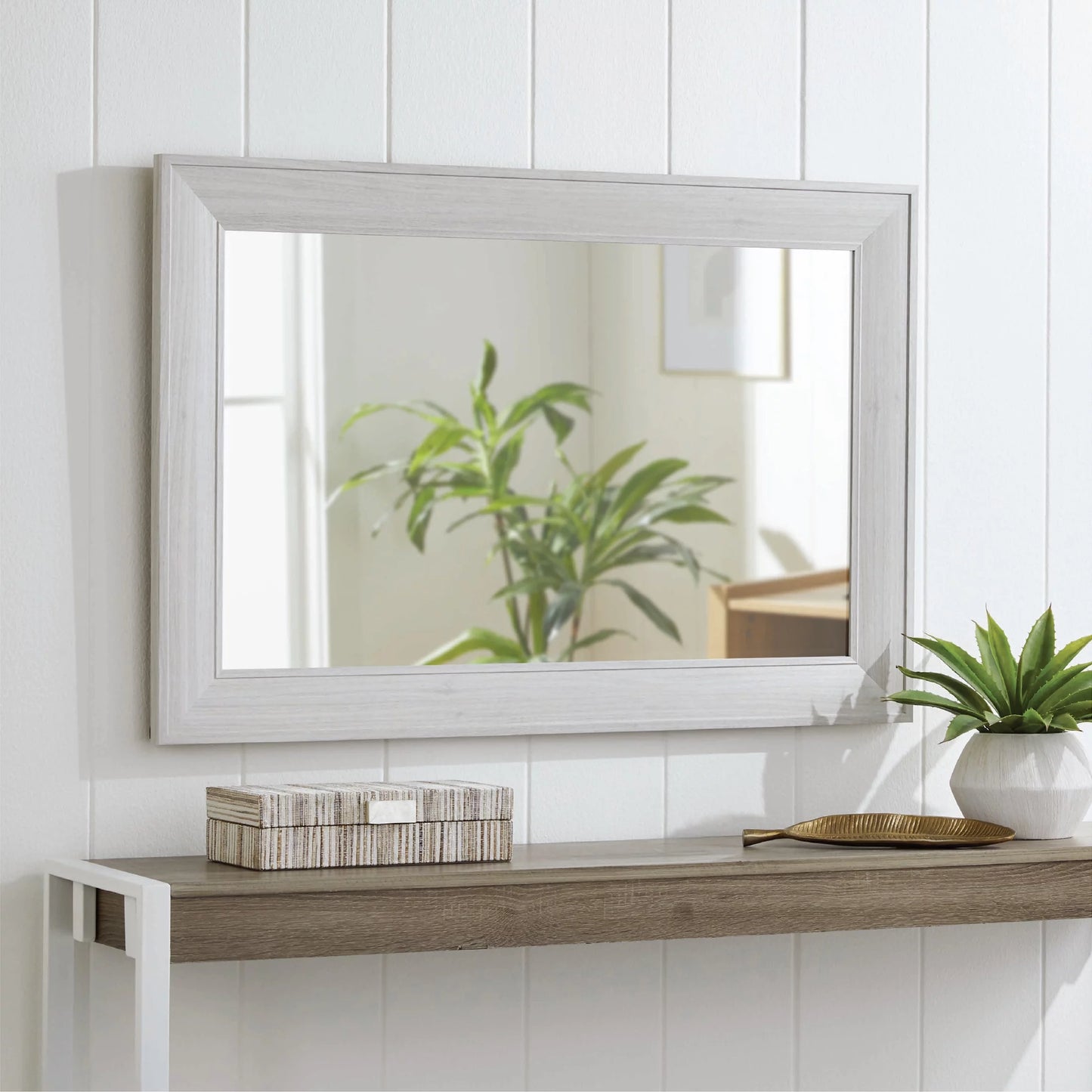 Better homes & garden 24" x 36" modern rectangle mdf wall mirror, grey