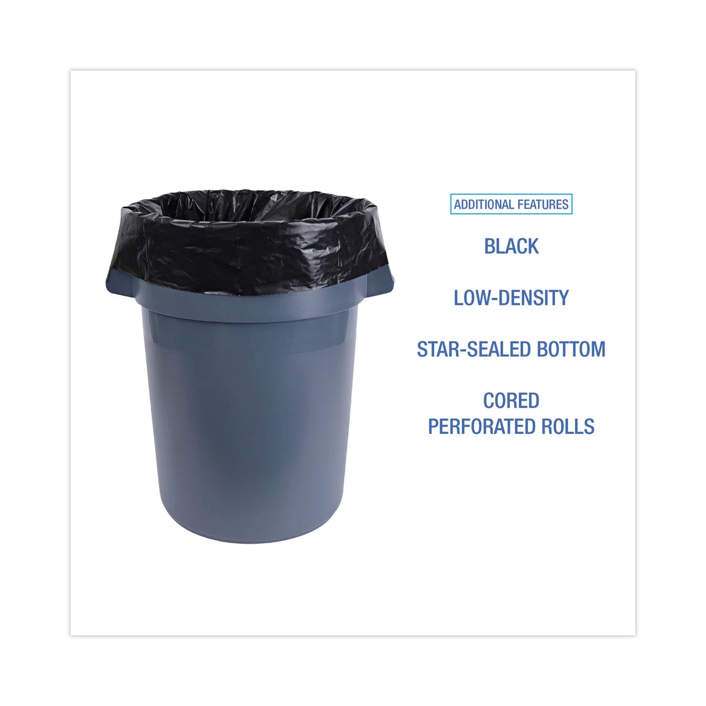 Boardwalk industrial drum liners rolls, 60 gal, 2.7 mil, 38 x 63, black, 1 roll of 50 bags