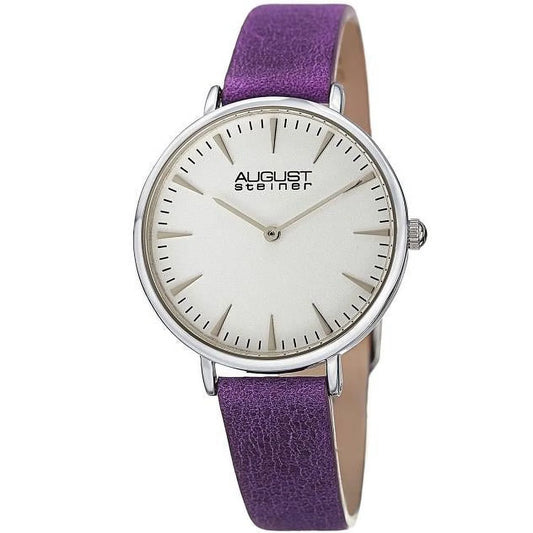 Women's as8187 silver-tone watch with purple leather band