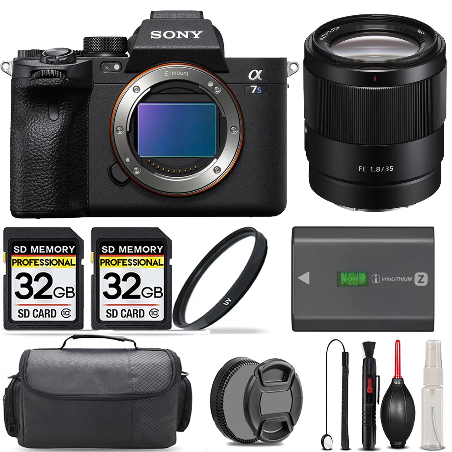 Sony a7s iii mirrorless camera + 35mm lens +  uv filter + 64gb + handbag and more!