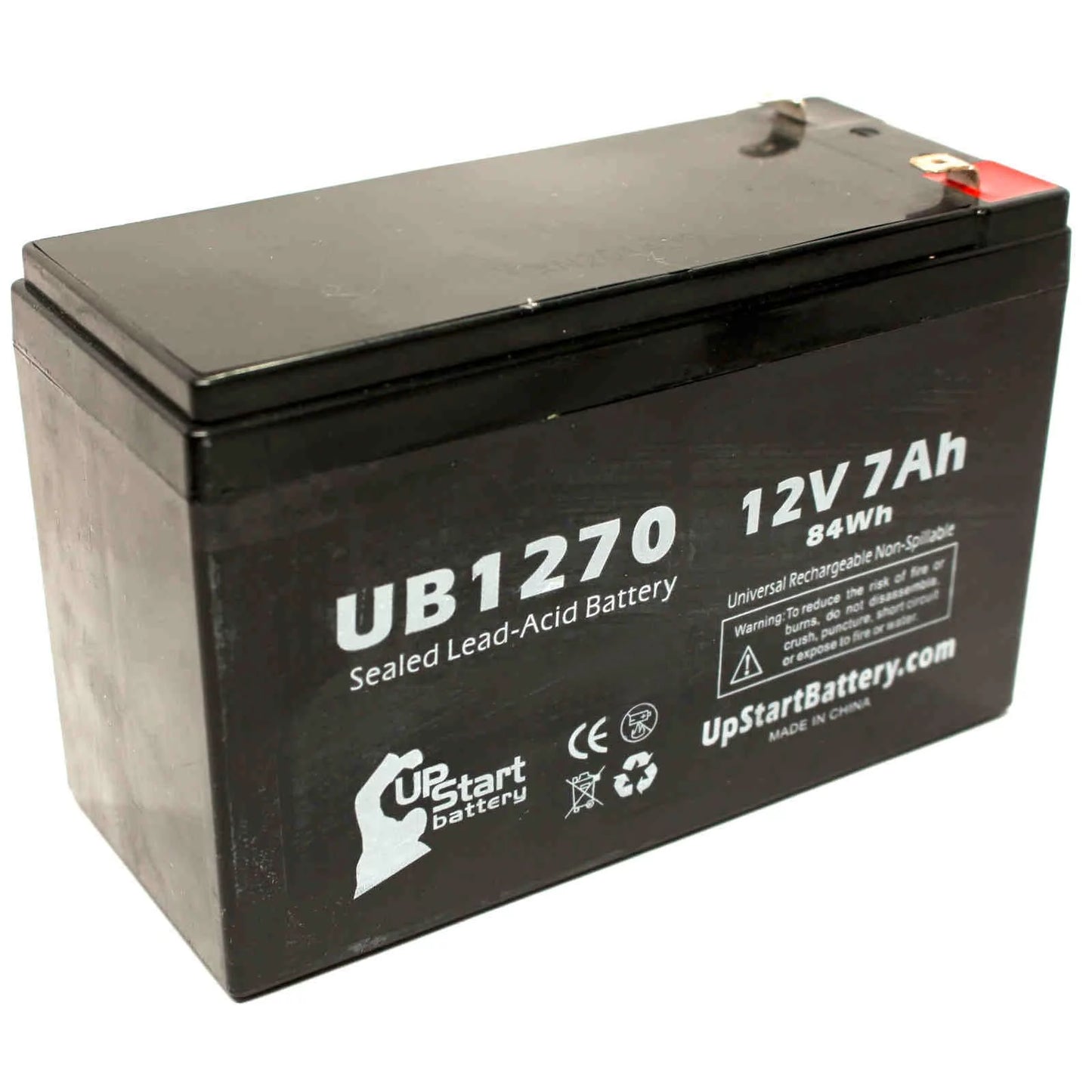 2x pack - compatible upsonic pcm200 battery - replacement ub1270 universal sealed lead acid battery (12v, 7ah, 7000mah, f1 terminal, agm, sla) - includes 4 f1 to f2 terminal adapters