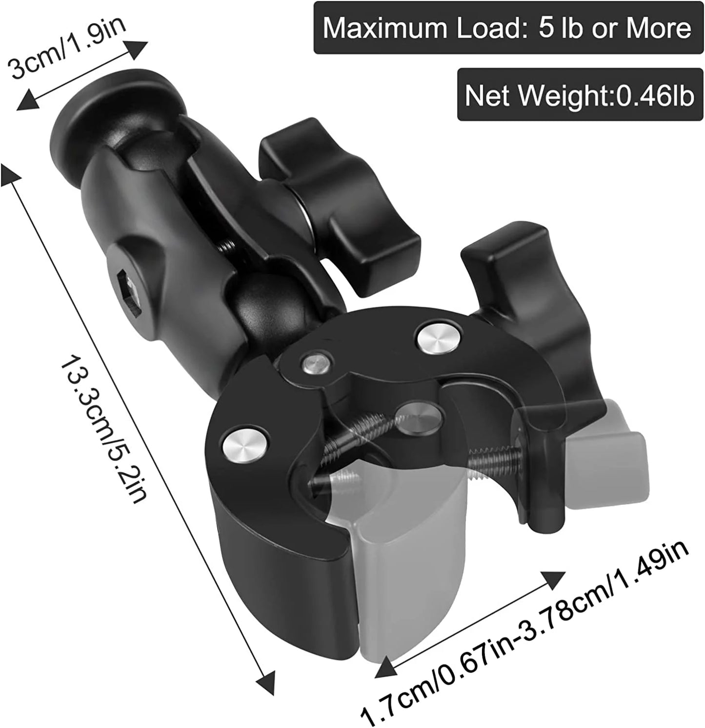 Taisioner super camera clamp mount double socket arm 1/4"-20 ball head adapter gopro accessories for gopro akaso dji