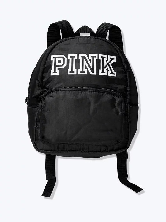 Victoria's secret pink black logo mini backpack bag tote new