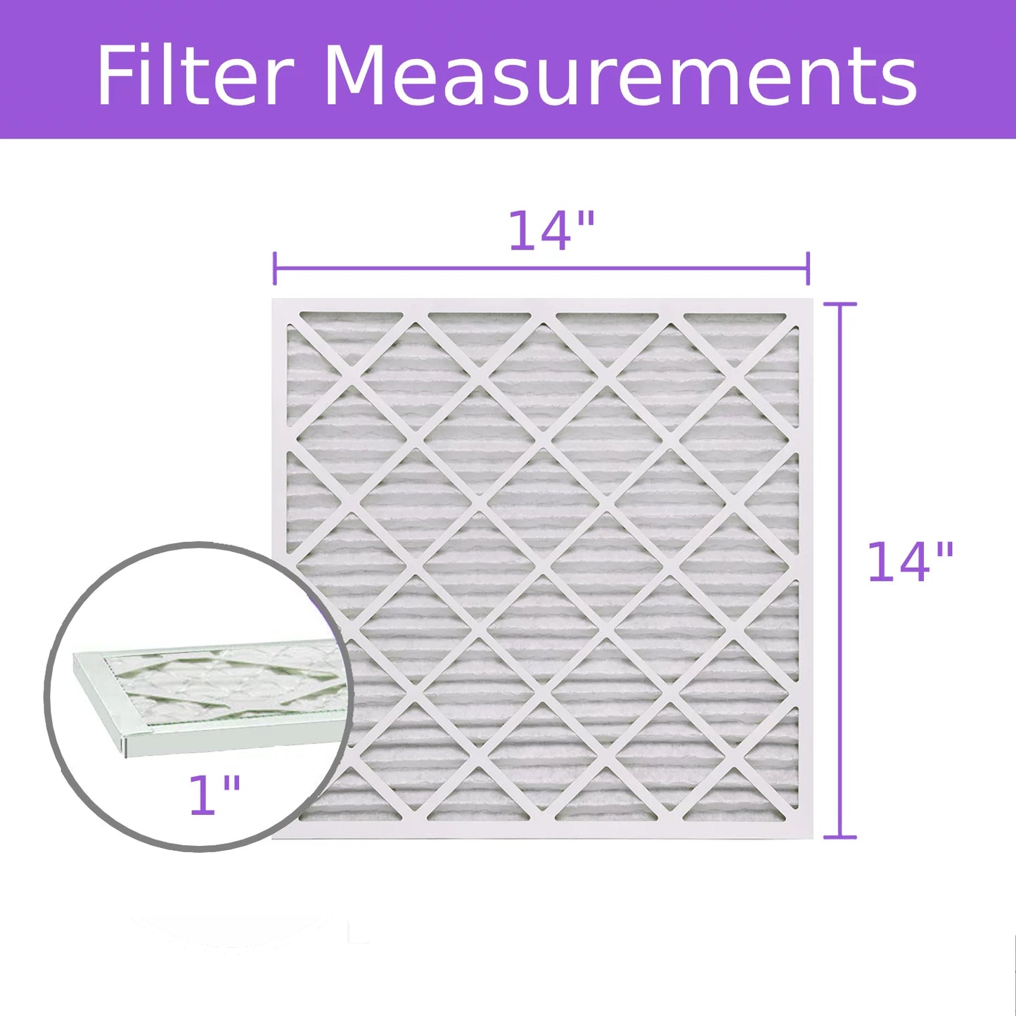 14x14x1, purolator dmk80 extended surface pleated air filter, mechanical merv 8, (6 pack)