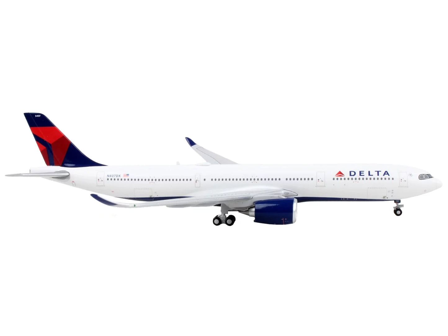 Airbus a330-900 commercial aircraft "delta air lines" white with blue tail 1/400 diecast model airplane by geminijets