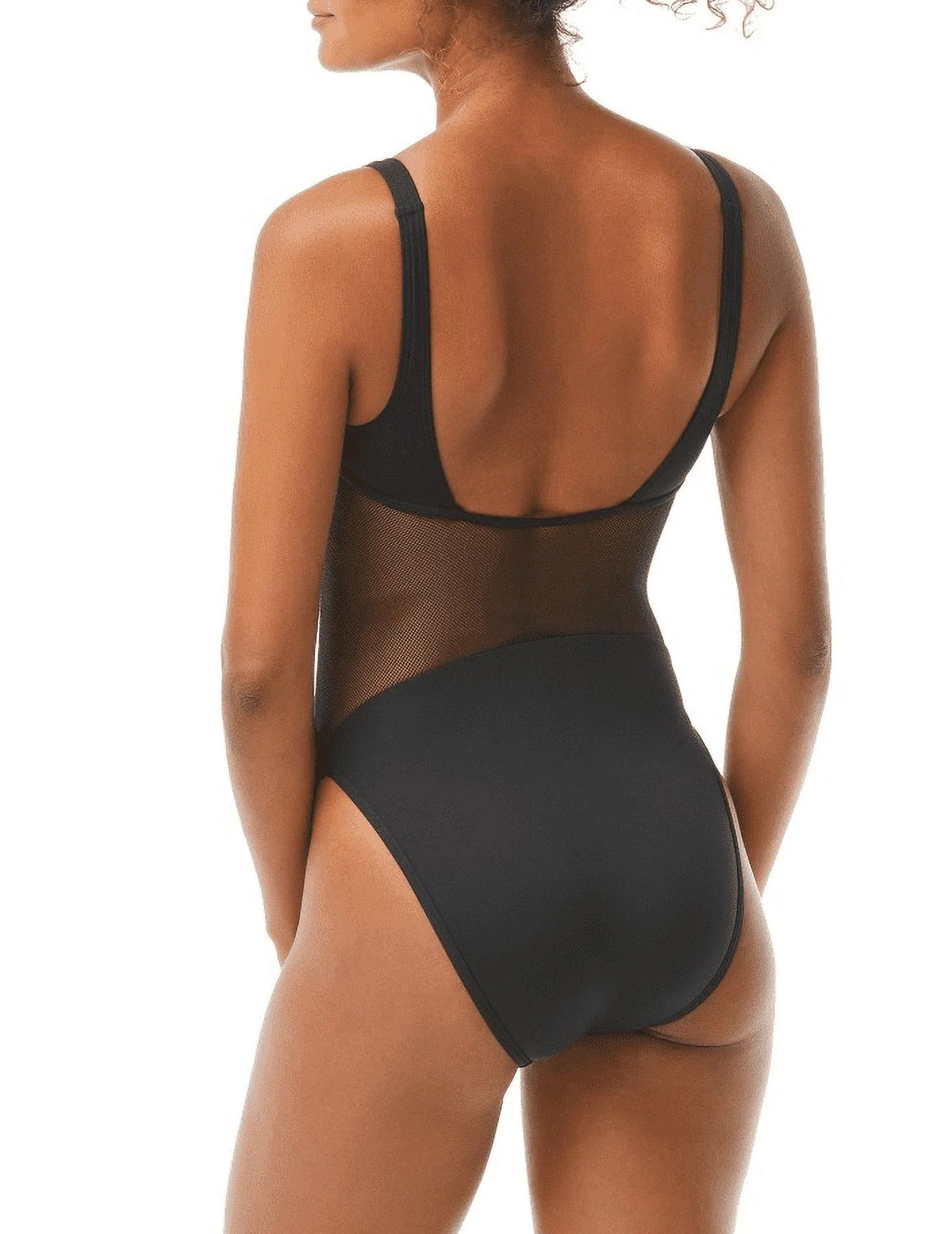 Vince camuto black mesh inset one piece swimsuit, us 14