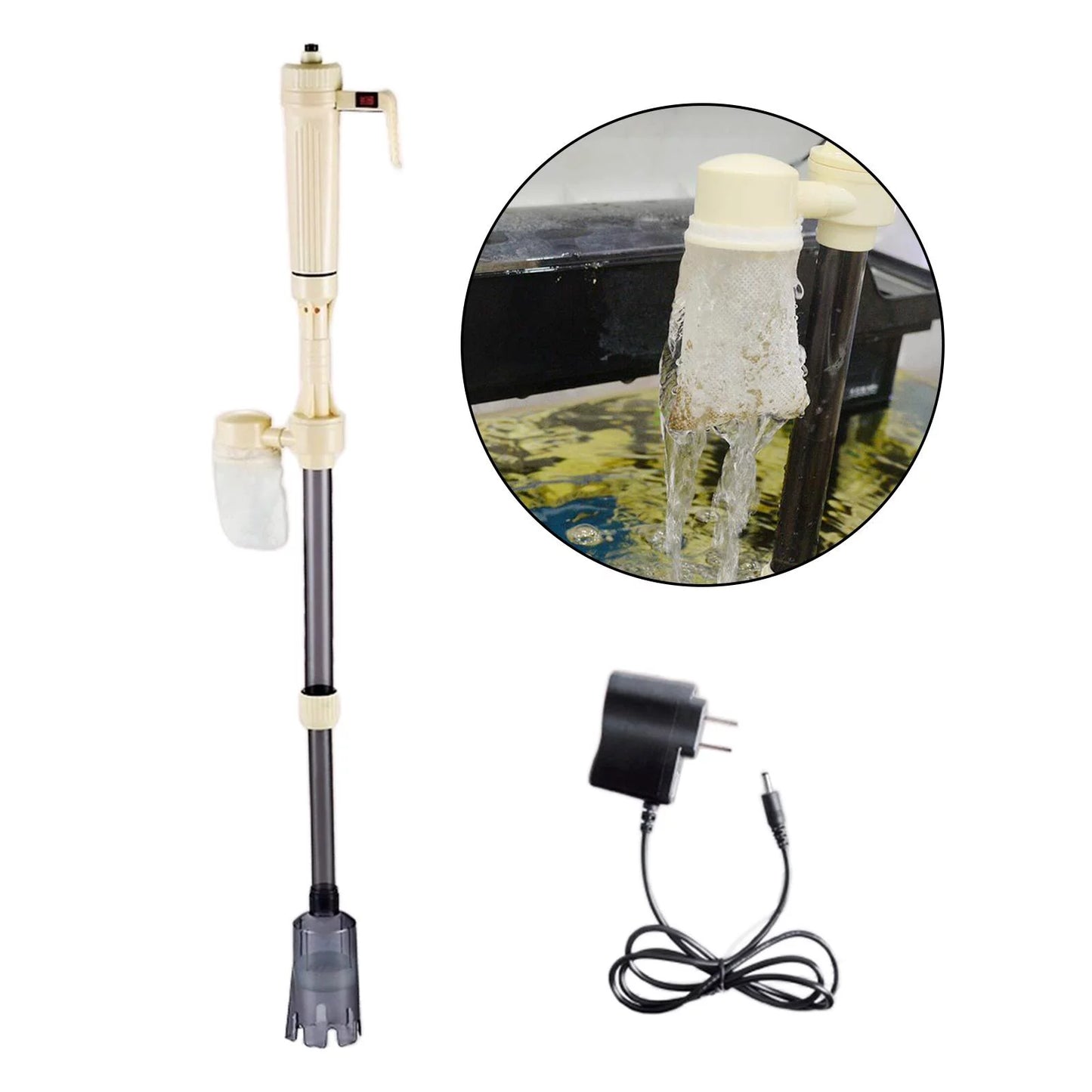 Automatic gravel cleaner, electric aquarium cleaner water filter, aquarium vacuum gravel cleaner for medium and large tanks