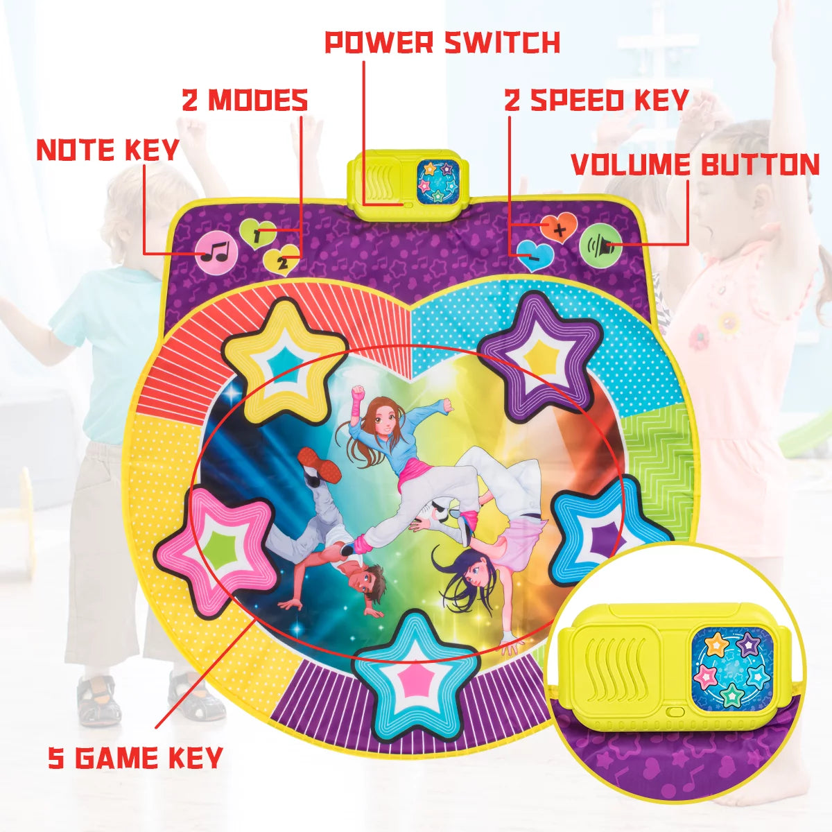 Unih dance mat for boys girls kids ages 3 4 5 6 7 8 9 10, dance game with music toy gift for kids ages 4-8