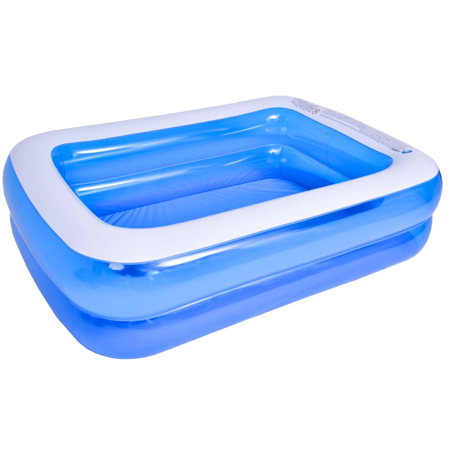 6.5' blue and white inflatable rectangular swimming pool