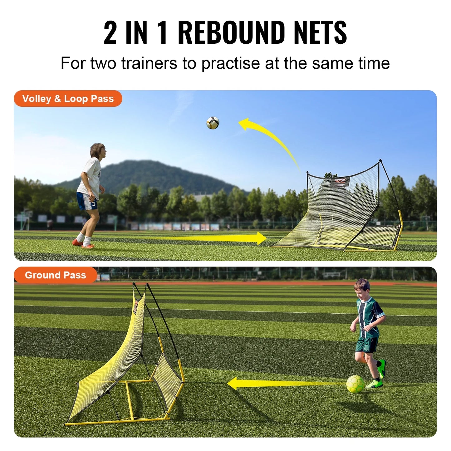 Bentism 71"x40" soccer trainer 2-in-1 portable soccer rebounder net portable bag