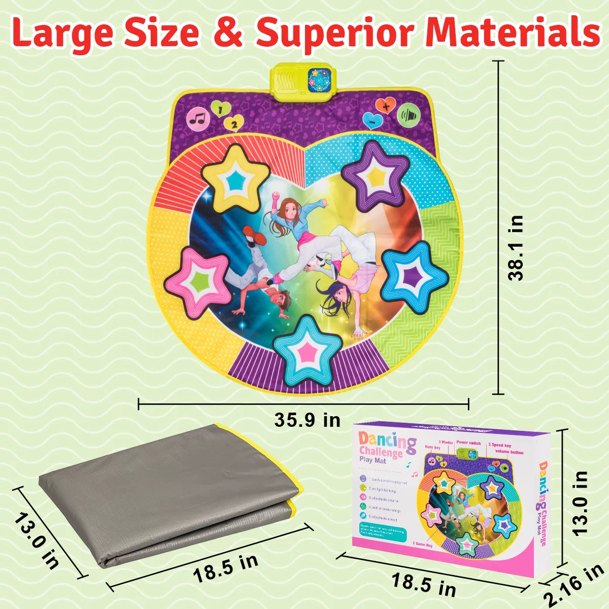 Unih dance mat for boys girls kids ages 3 4 5 6 7 8 9 10, dance game with music toy gift for kids ages 4-8