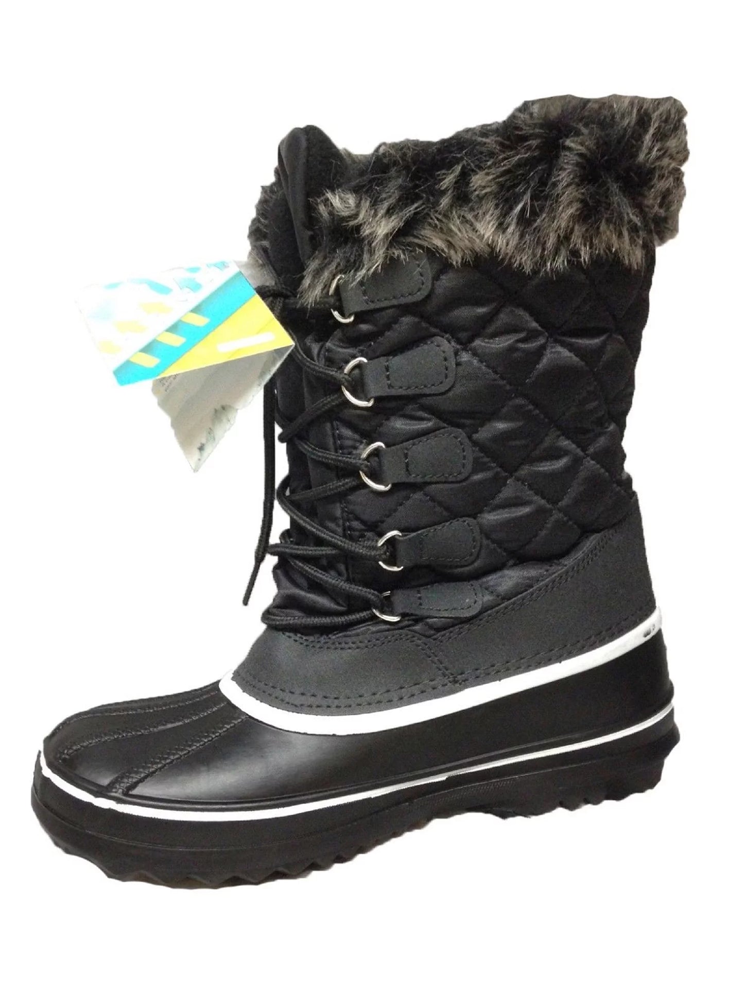 Womens mid-calf warm fur lined snow boots waterproof outdoor non-slip winter shoes