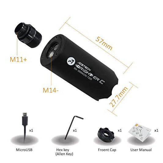 Acetech-brighter c tracer unit, m11+ cw and m14- ccw, rechargeable lion-battery