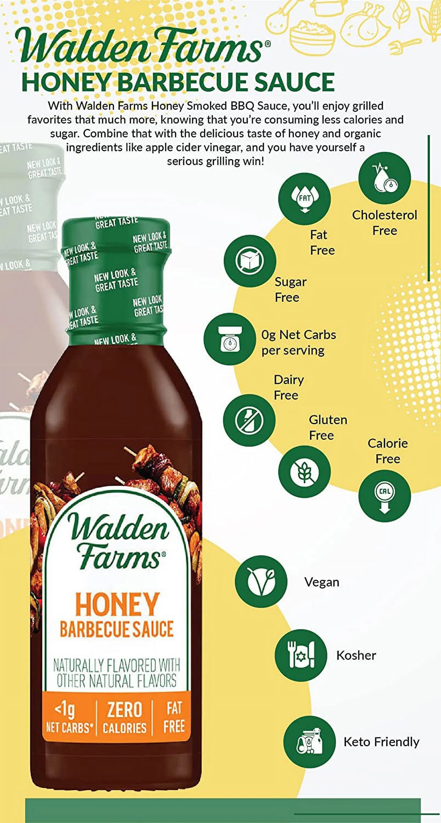 Walden farms calorie free barbecue sauce honey 12 fl oz pack of 4