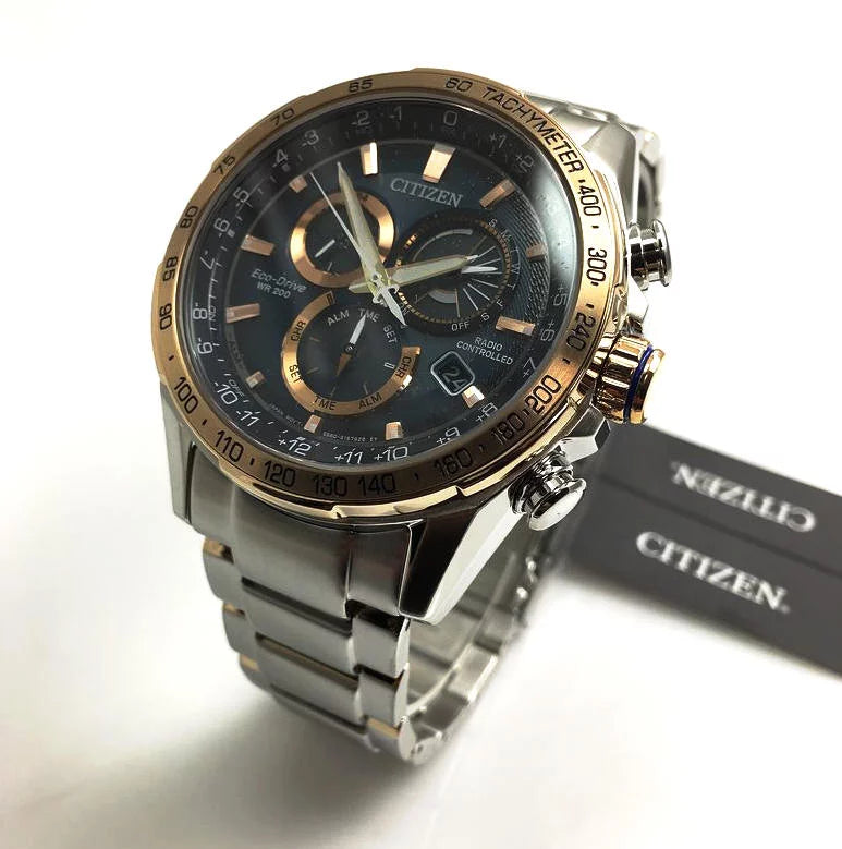 Citizen pcat chronograph eco-drive blue dial men's watch cb5916-59l