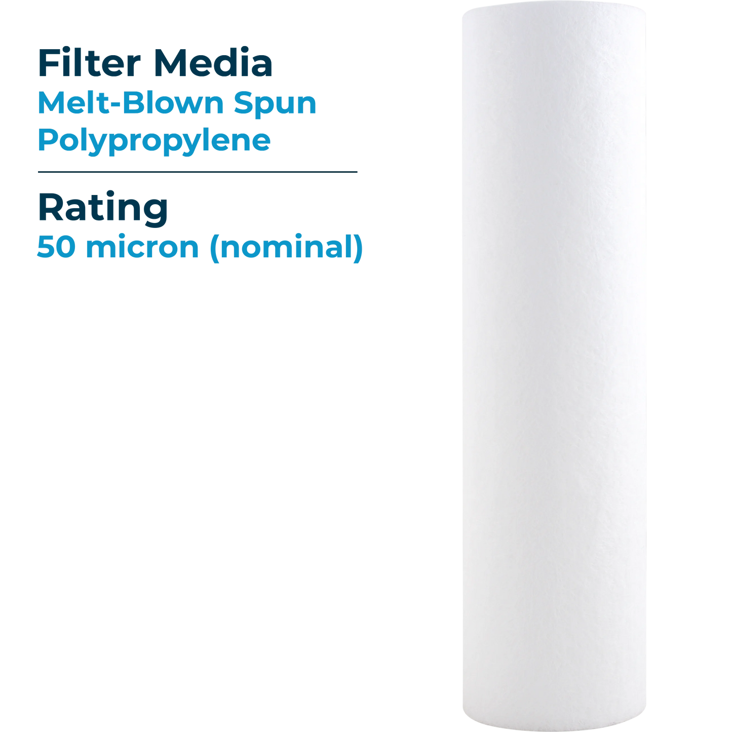 Spiropure sp-p50 10x2.5 50 micron spun melt-blown polypropylene sediment water filter cartridge sdc-25-1050 (case of 24)