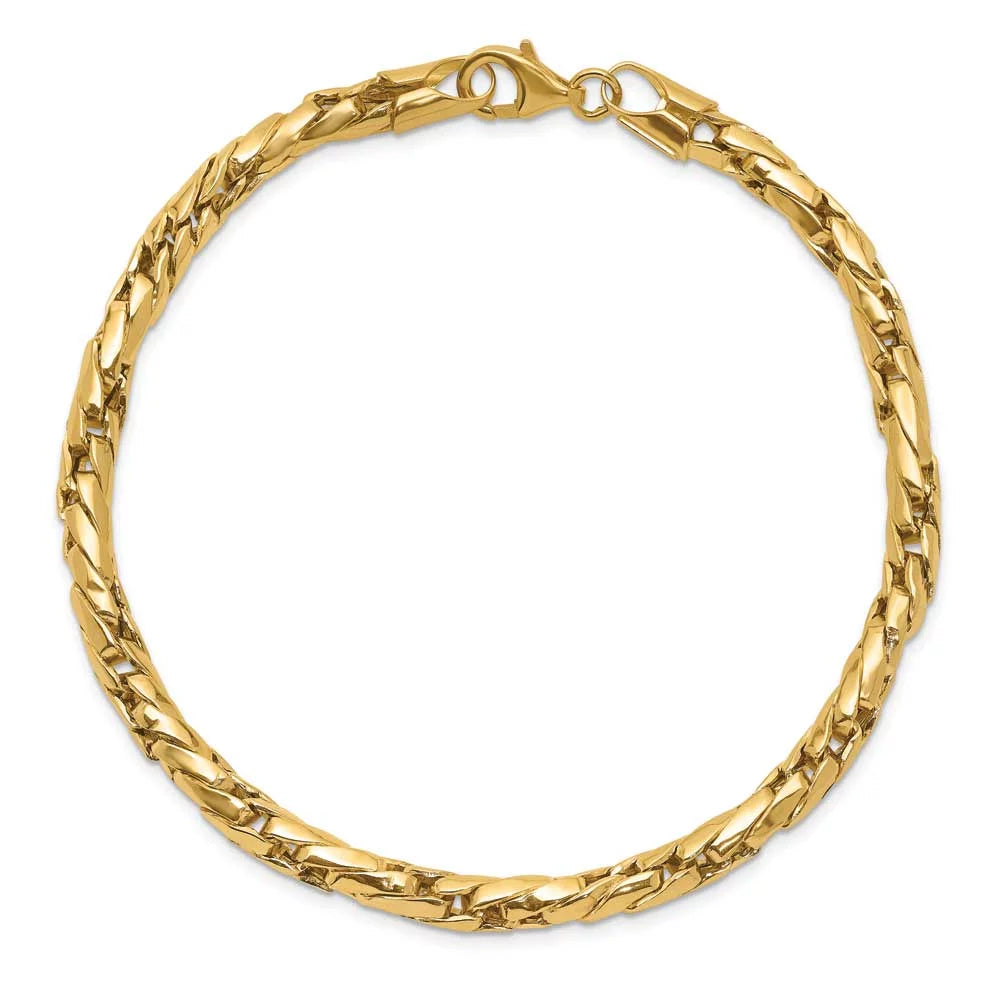 14k gold polished men's fancy link bracelet