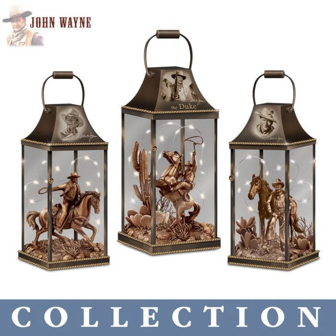 The bradford exchange justice personified john wayne hollywood luminary lantern collection 9 to 10-inches