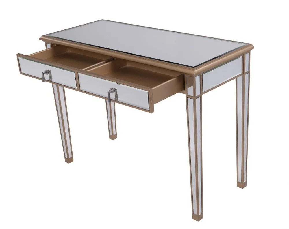 2 drawers dressing table 42 in. x 18 in. x 31 in. in gold paint