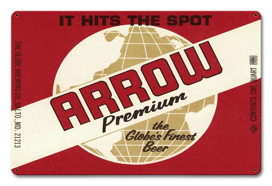 Arrow premium beer “made in the usa with heavy gauge steel"