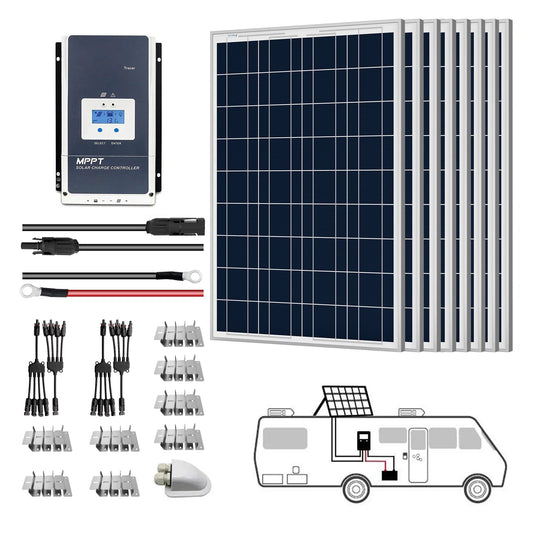 Acopower 8x100w 12v  poly solar rv kits, 60a mppt charge controller (800w 60a)