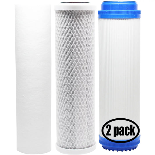 2-pack compatible with filter kit for pentek 158215 ro system - includes carbon block filter, pp sediment filter & gac filter - denali pure brand