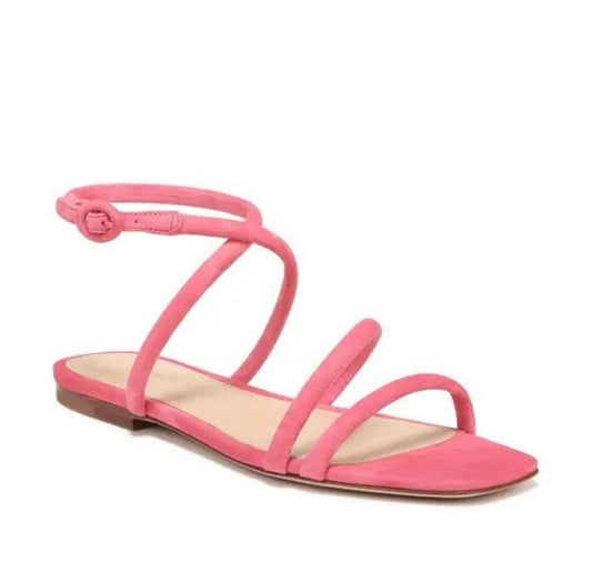 Veronica beard women's maci ankle-strap sandals coral suede 8m