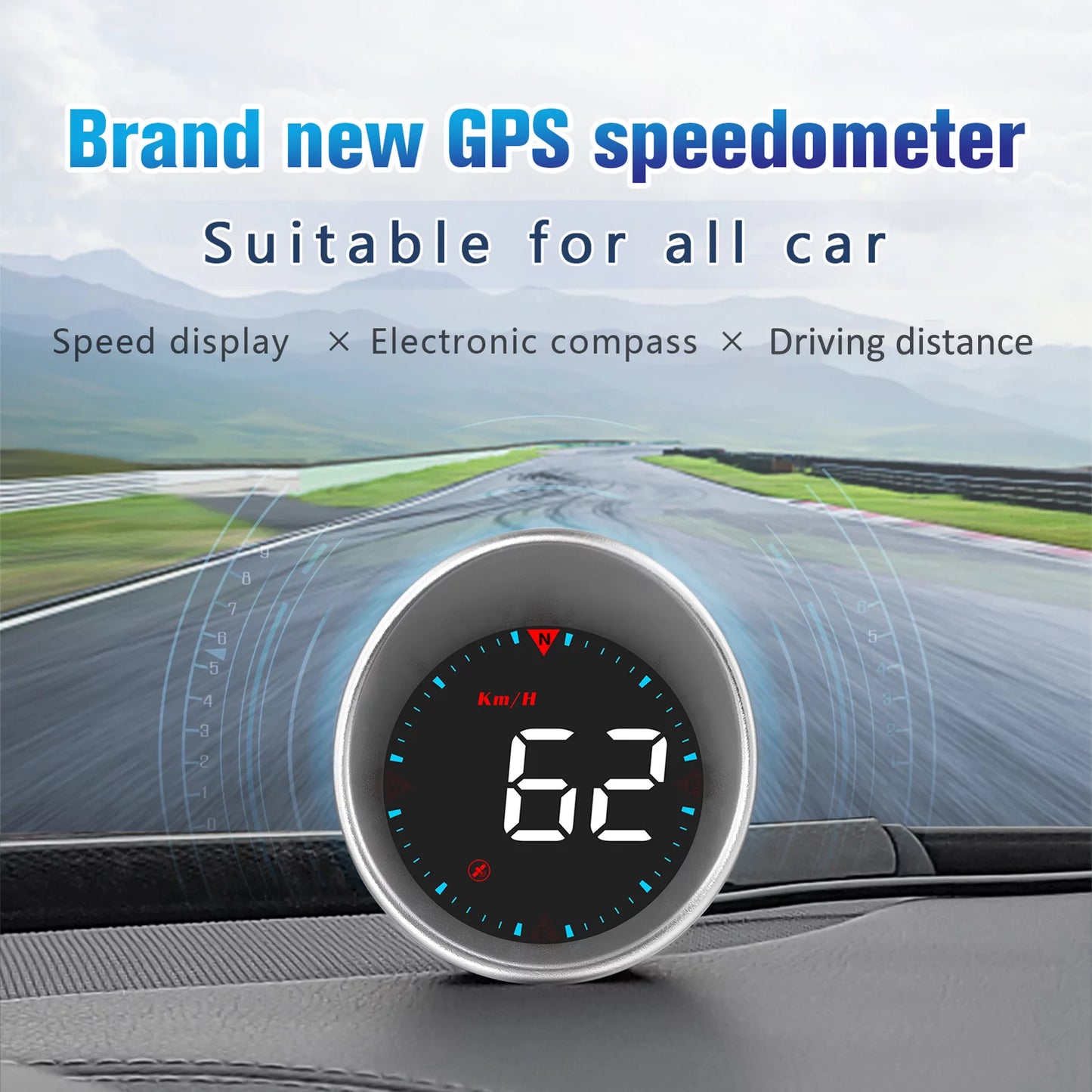 Car head-up display (hud) - digital speedometer with driving mileage display, compass angle, overspeed alarm, and fatigue driving alarm