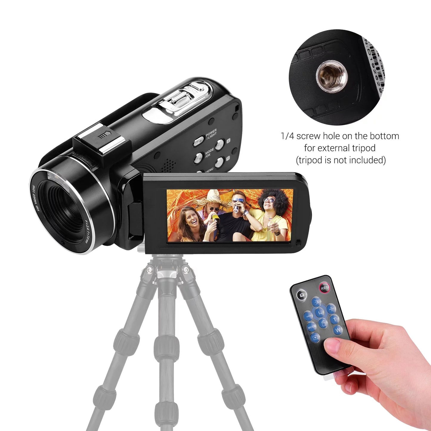 Andoer 4k handheld dv professional digital video cmos sensor camcorder with hot shoe for mounting microphone 3.0 inch ips monitor burst -shaking function