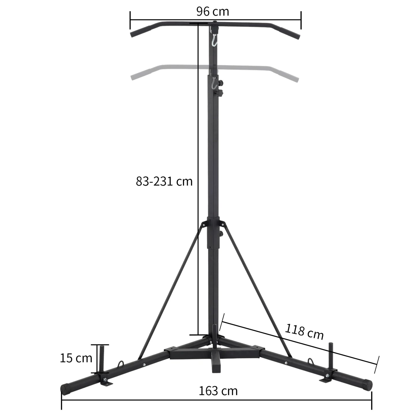 Bentism free standing foldable boxing bag & chin pull up bar stand punching bracket