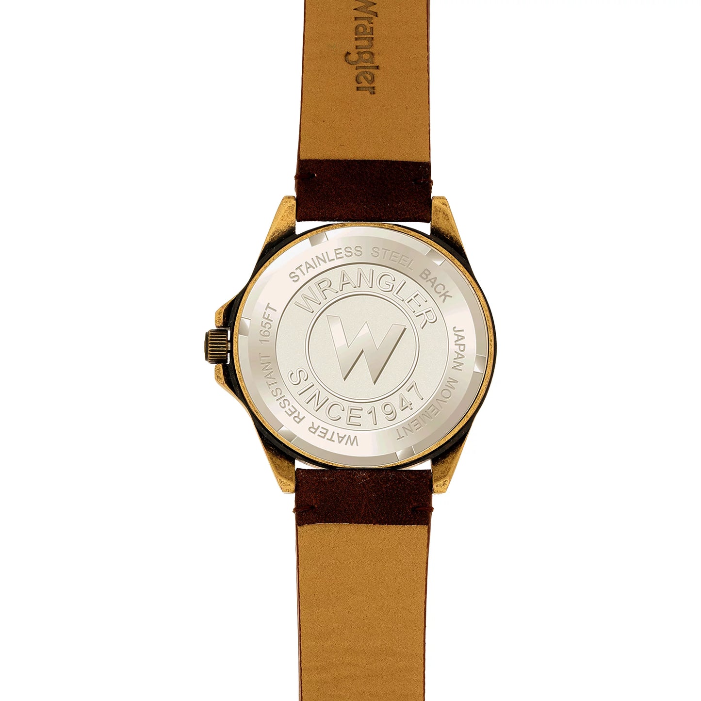 Wrangler 48mm black dial, brown strap watch