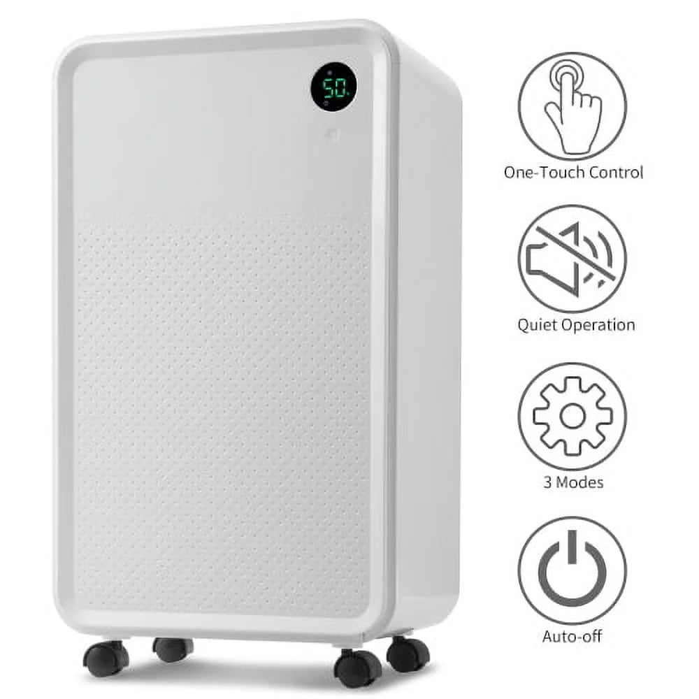 Churanty 3,000 sq. ft. dehumidifier with 2l water tank, auto or manual drain, 30 pint dehumidifier for medium to large rooms and basements