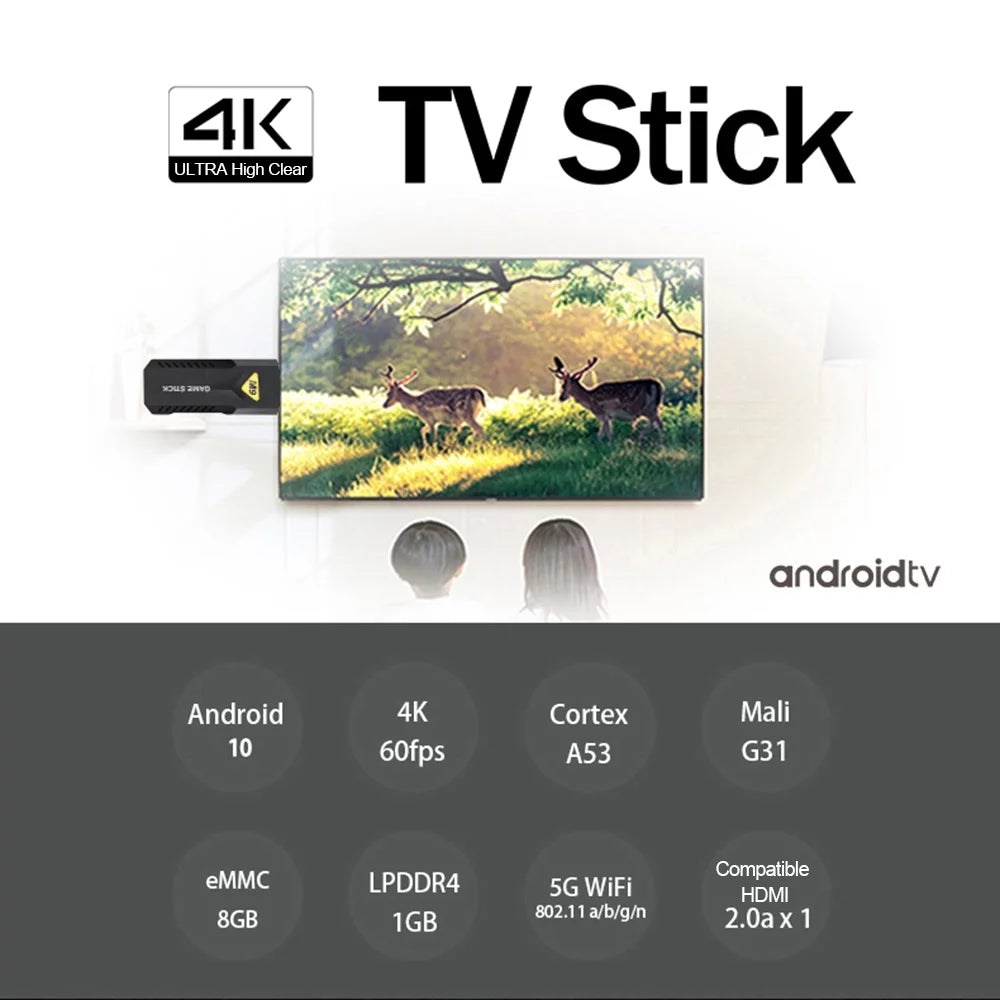 Anself game console 4k hdr tv stick with 3d denoising, anti-shake, 5g wifi designed to fit ultimate gaming experience