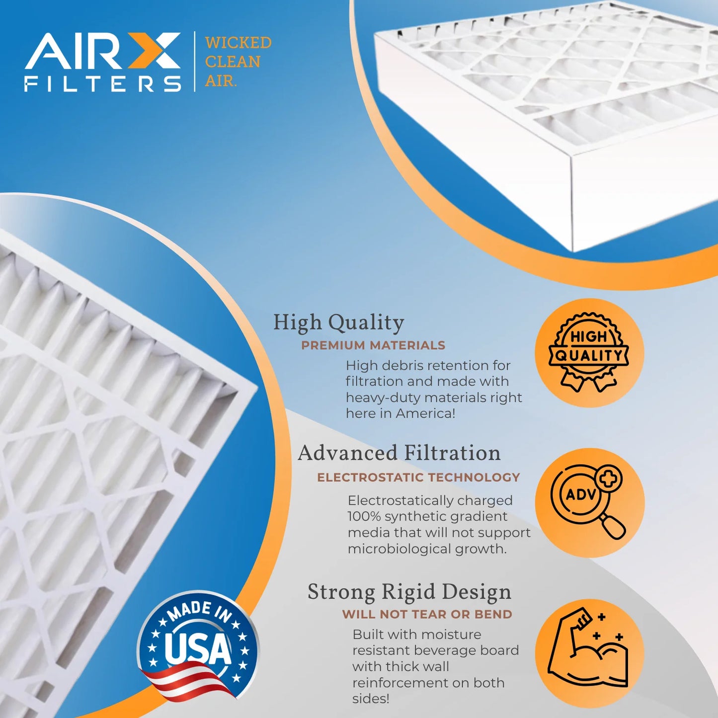 16x25x3 air filter merv 8 comparable to mpr 700 & fpr 5 compatible with lennox x0581 air filter 3 pack by airx filters wicked clean air.