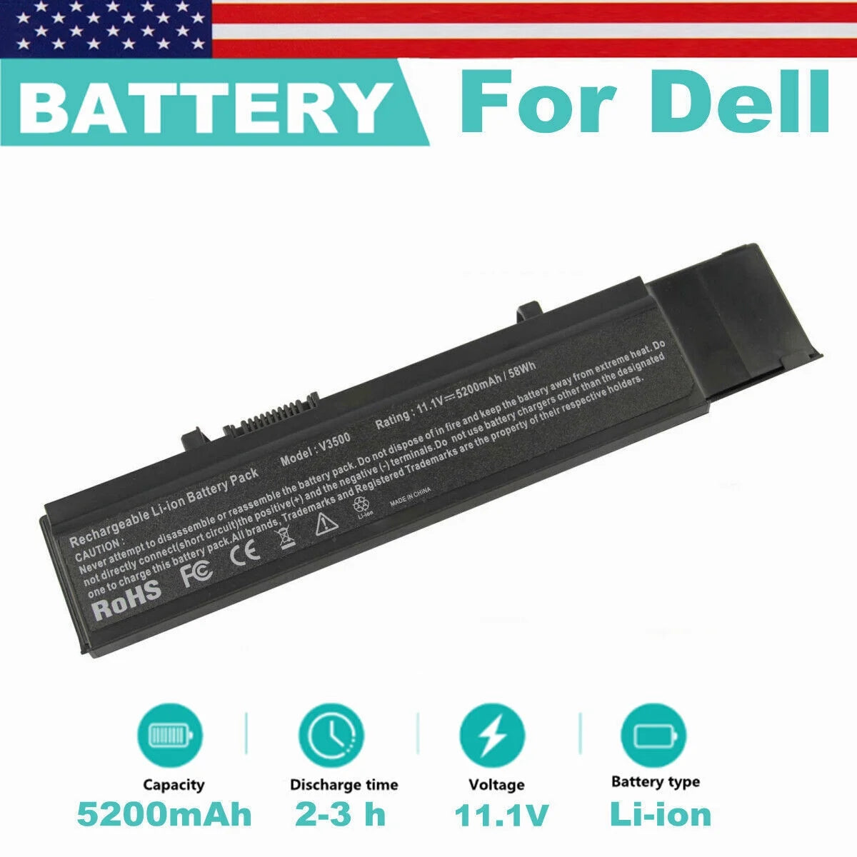 Battery for dell vostro v3500,vostro v3500n 5200mah