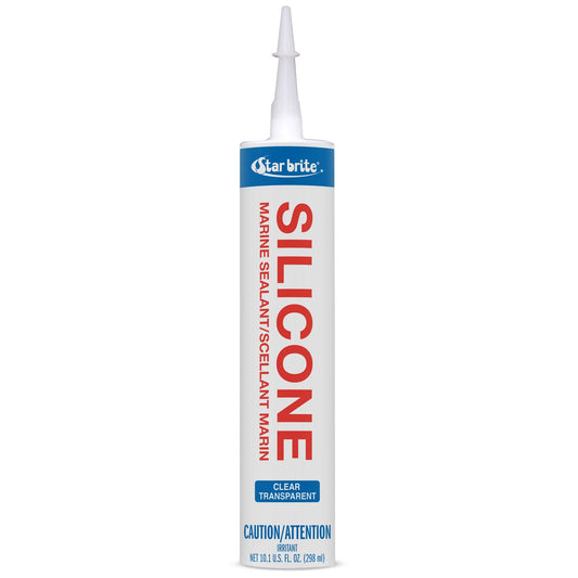 Star brite marine silicone sealant - clear, 10.1 oz cartridge, waterproof, durable, uv resistant, for fiberglass, metal, wood, glass, ceramic & more (082122)