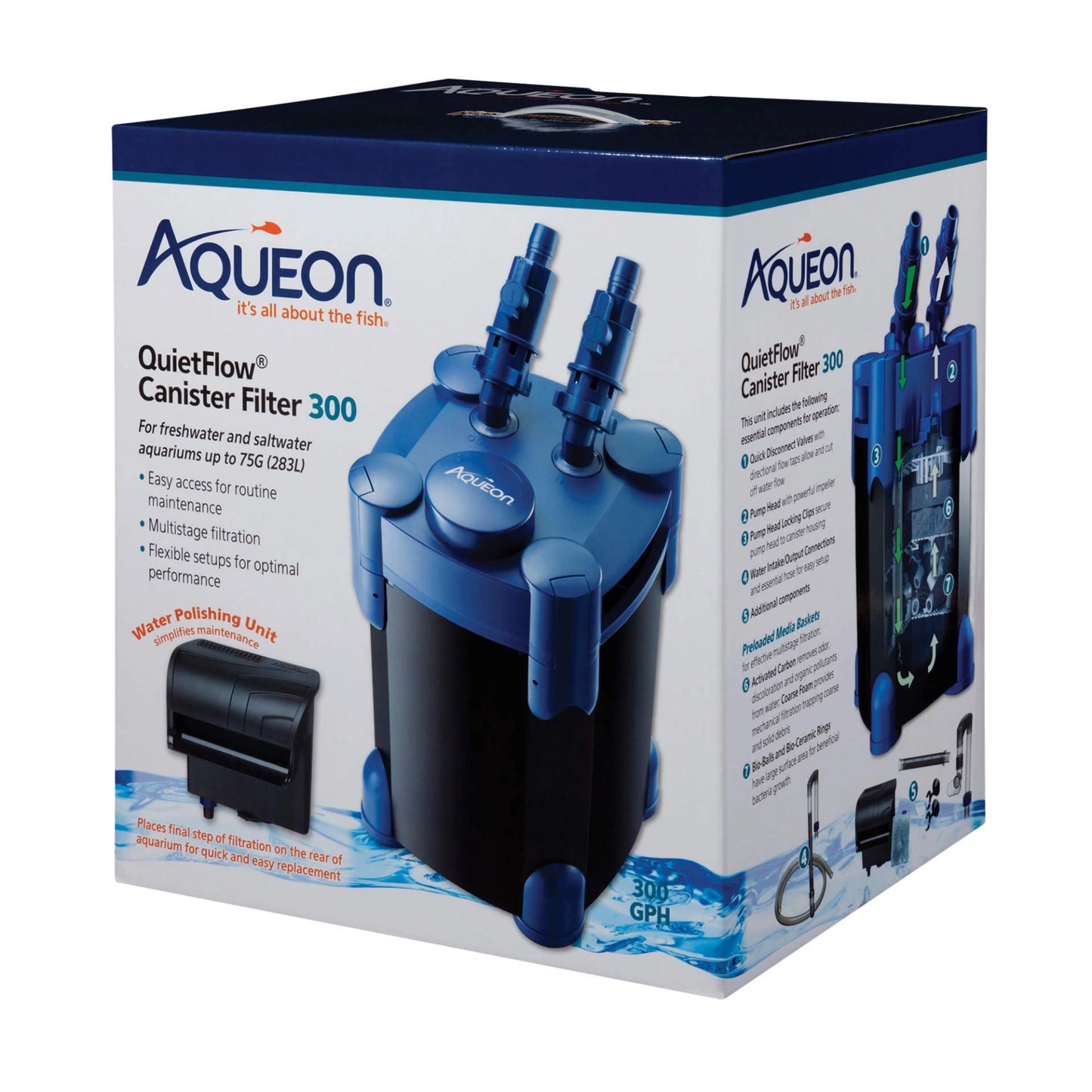 Aqueon quietflow canister aquarium filter up to 75 gallons