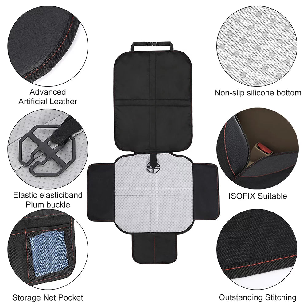 2pack car seat protector protect child seats with thickest padding and non-slip backing mesh pockets for baby and pet