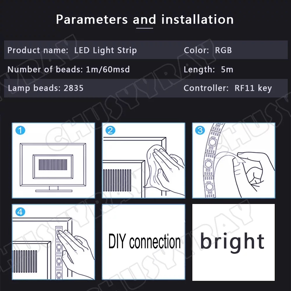 1pcs camper lights led strip lights 16.4ft rgb 2835 led room lights led tape lights color changing