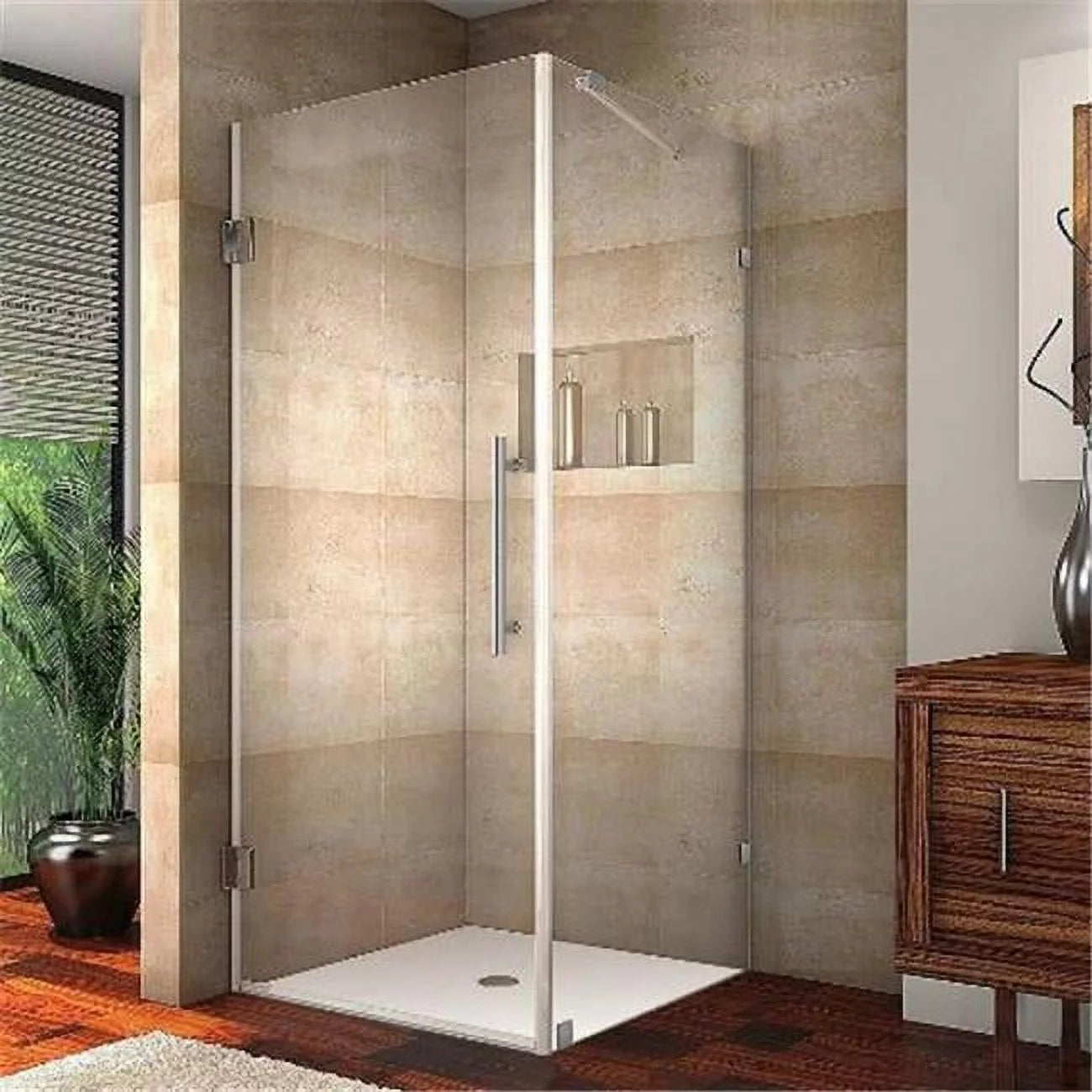 Astonglobal  aquadica completely frameless square shower enclosure in chrome - 30 x 30 x 72 in.