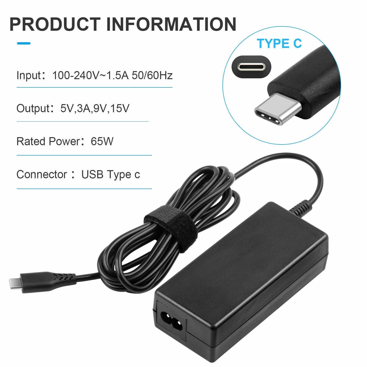 5pcs 65w usb-c type-c ac adapter charger for dell asus acer hp lenovo