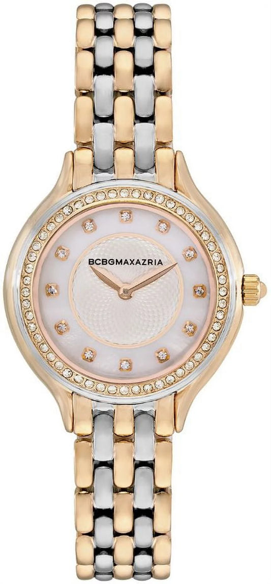 Women's bcbgmaxazria two tone silver gold mother of pearl bcbg watch bg50999007