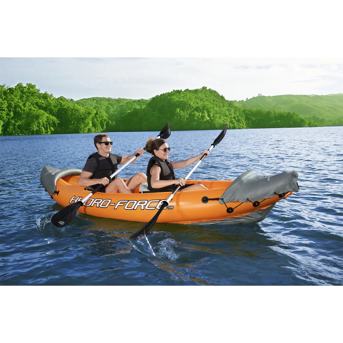 Bestway 126 x 35 inch lite-rapid x2 inflatable kayak float w/oars (2 pack)