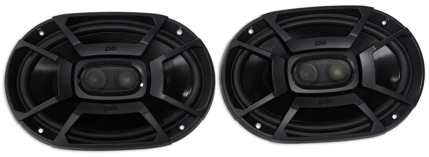 2) polk audio db692 6x9" 450w car audio marine/atv/motorcycle speakers+cyberbuds