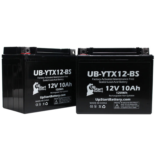 2-pack upstart battery replacement 2001 suzuki gsx-r1000 1000 cc factory activated, maintenance free, motorcycle battery - 12v, 10ah, ub-ytx12-bs