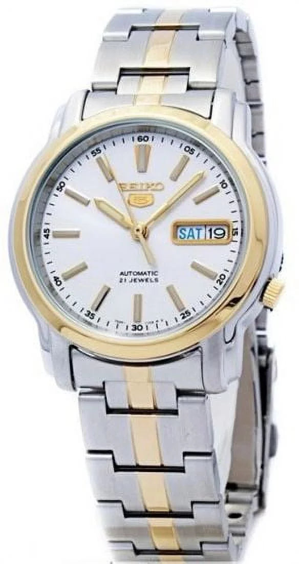 Seiko men's 5 snkl84 two tone stainless steel white dial automatic watch