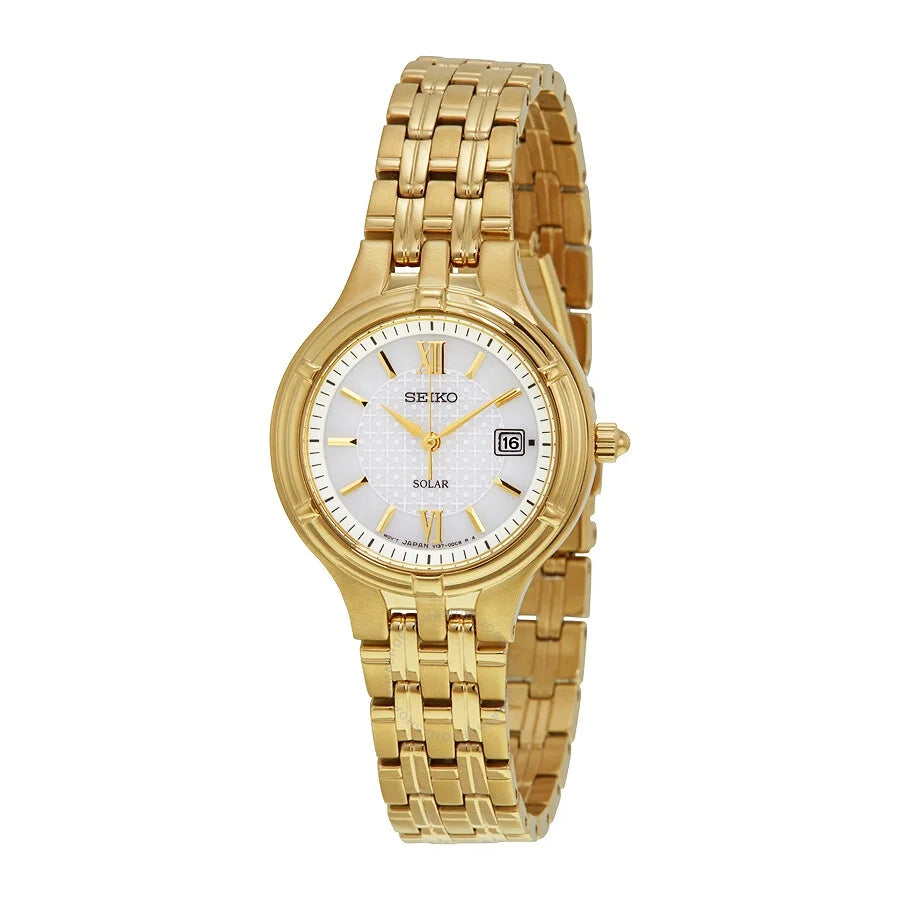 Seiko women's core silver dial gold-tone watch sut220