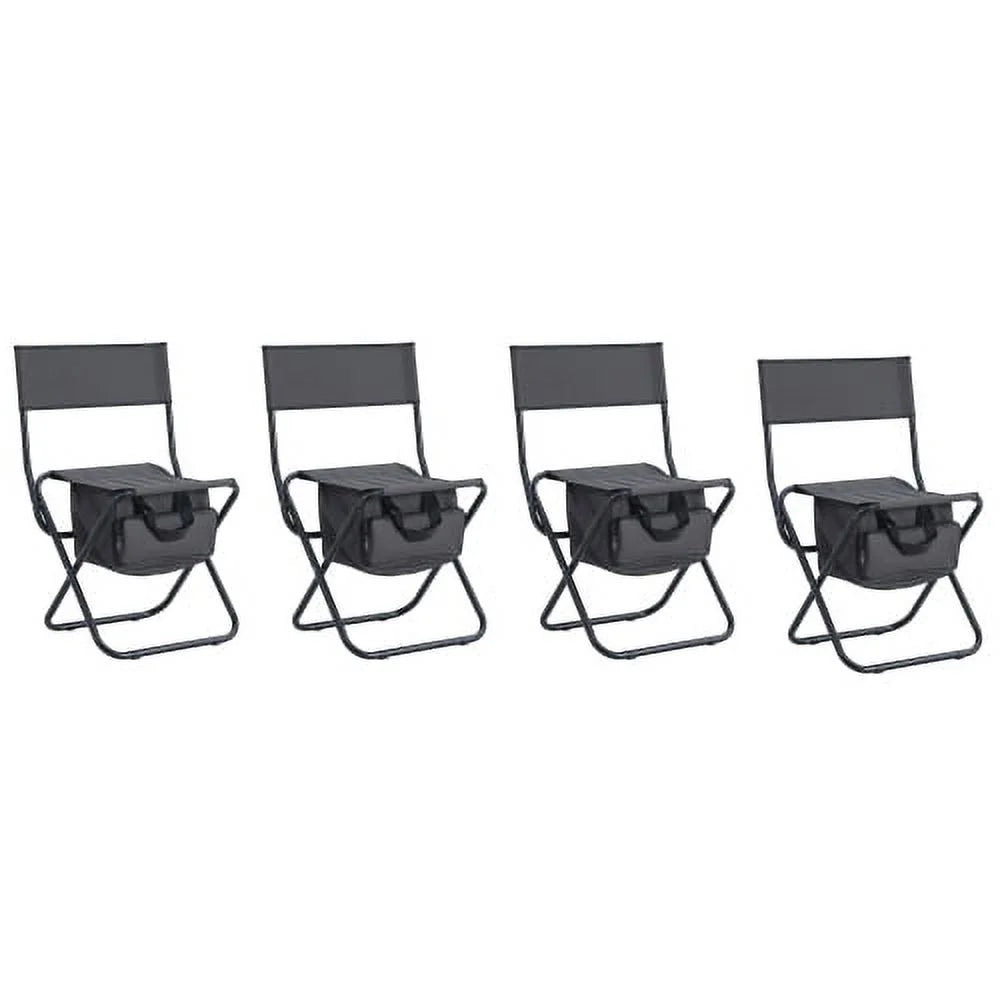 Set of 5, folding outdoor table and chair set for indoor, outdoor camping, picnics, beach,backyard, bbq, party, patio, black/gray