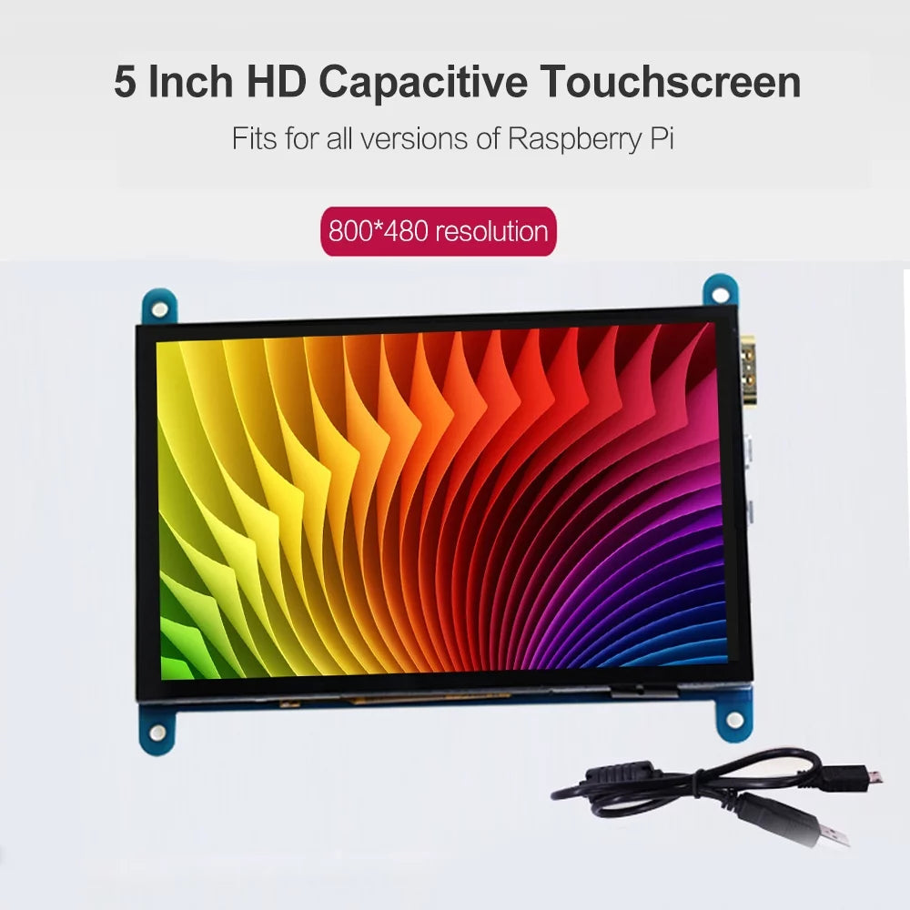 Arealer 5 inchcapacitive touchscreen display 800*480 resolution small portablewith usbinterface compatible with raspberry pi tool